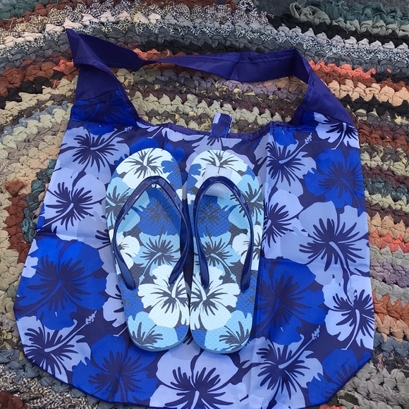 Floral Design Sandals with matching Tote - Picture 1 of 4